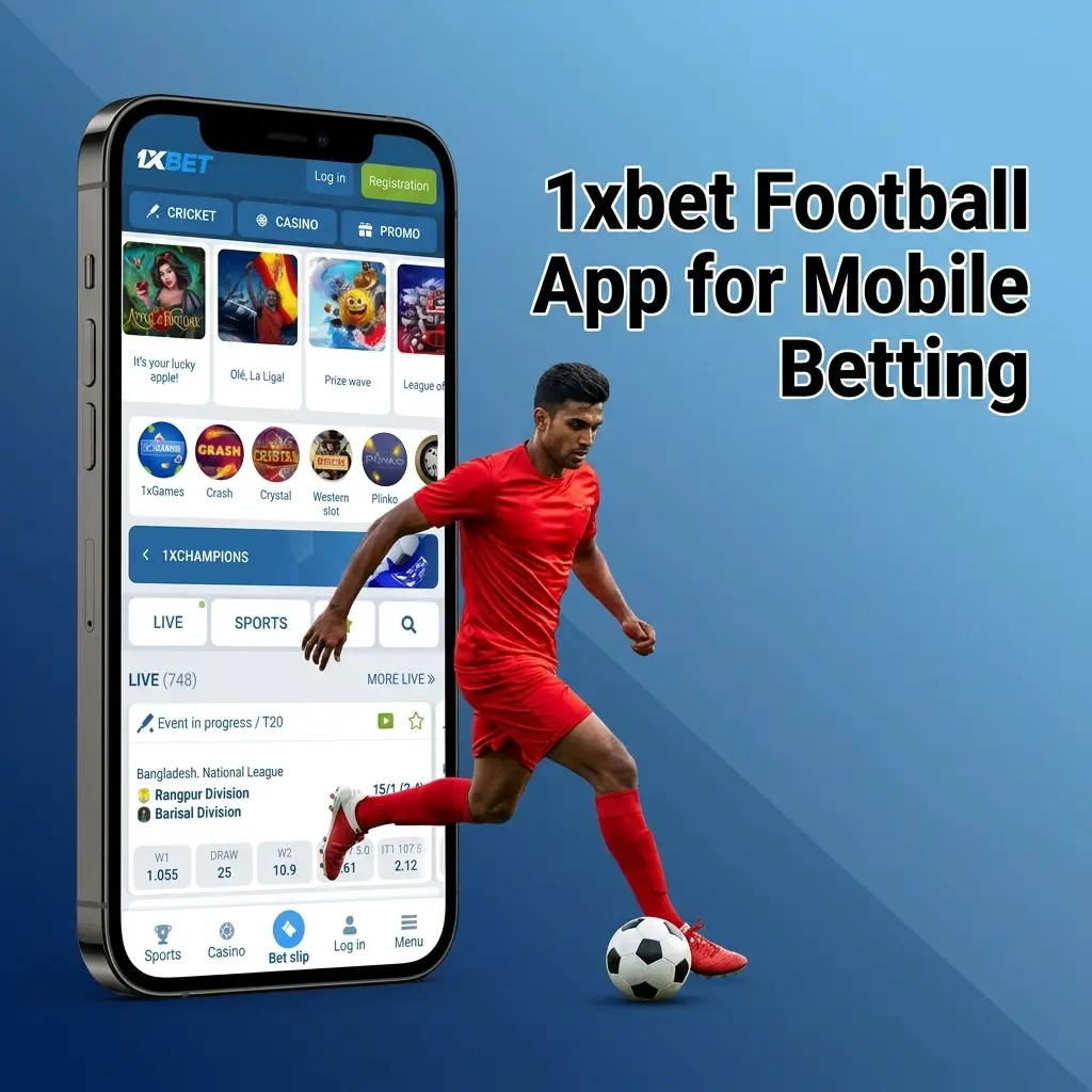 1xbet football mobile app for Android and iOS devices enabling live and pre-match betting on football in India